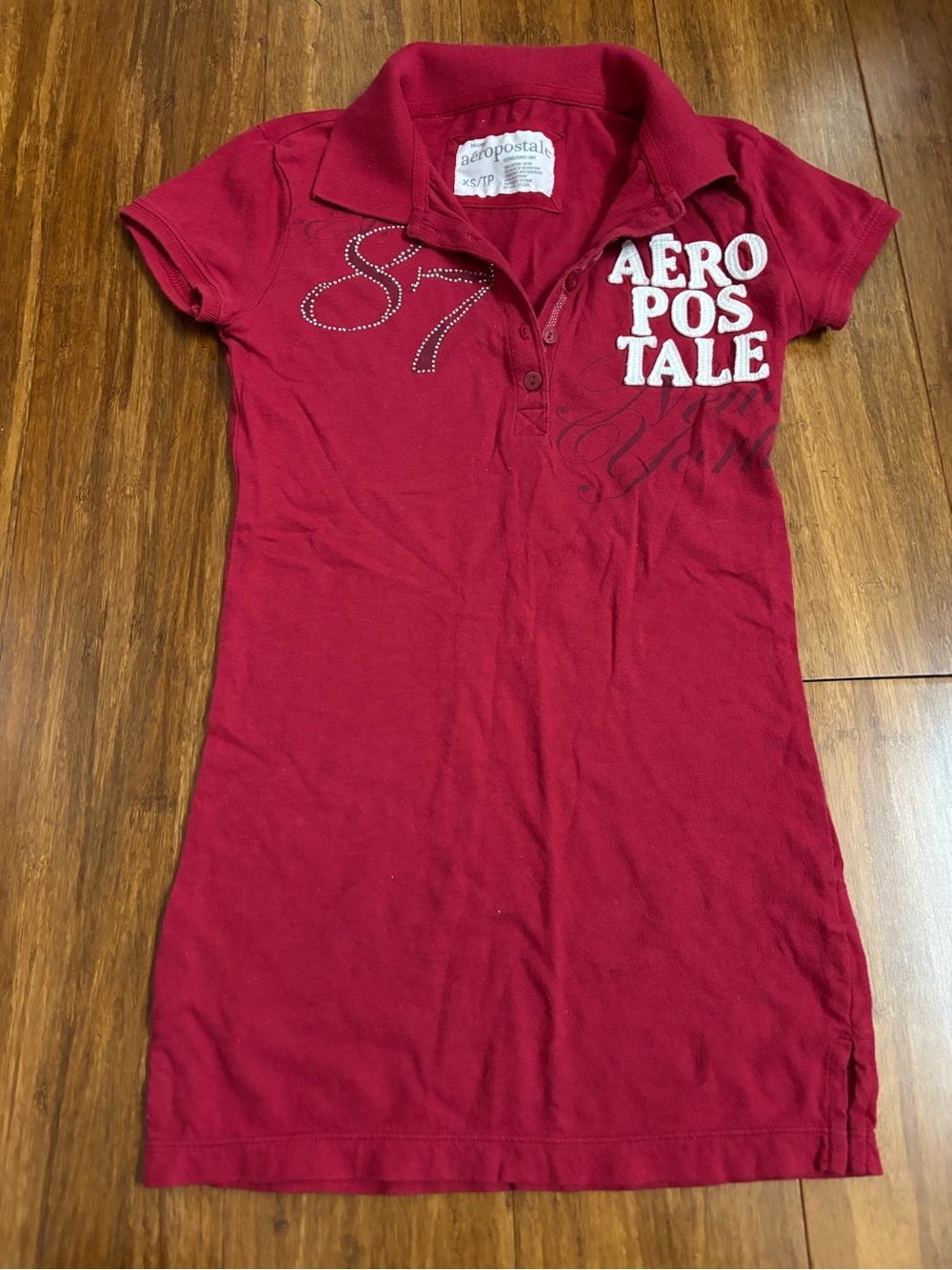 Aeropostale Y2K Red Polo with Rhinestones Size XS